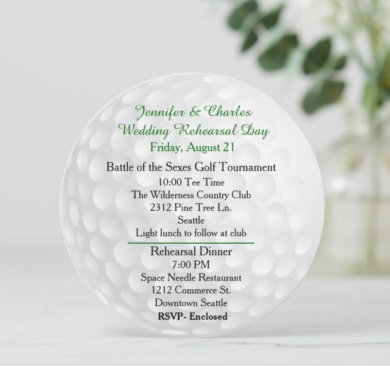 Golf Ball Pre Wedding Festivities Invitation