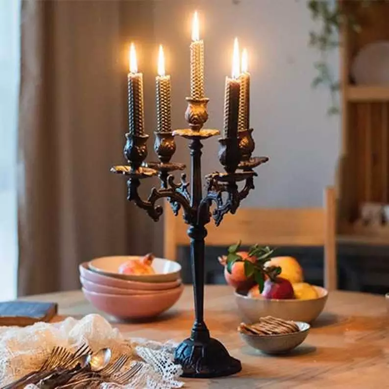  Antique Black Candle Holder