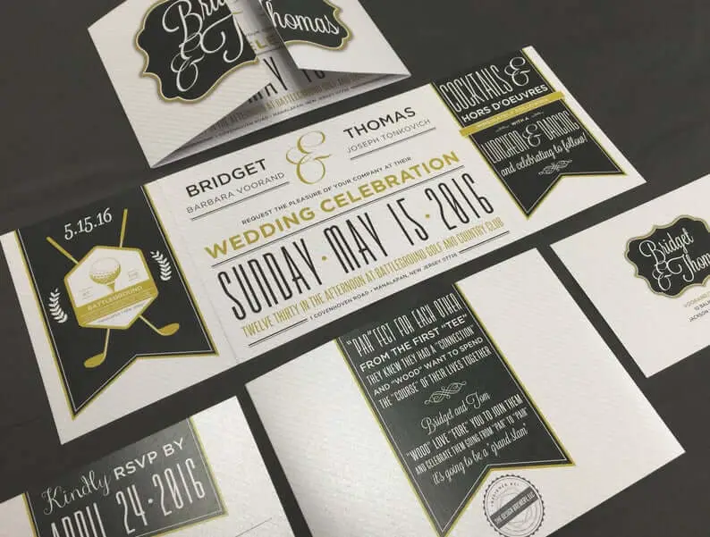 golf themed wedding invitations - Fold Invitation Suite
