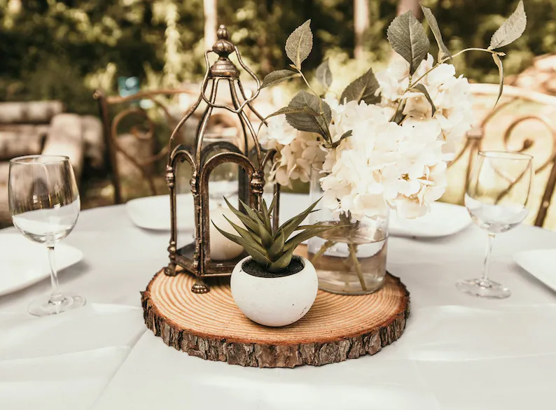 Wood slices for wedding centerpieces rustic