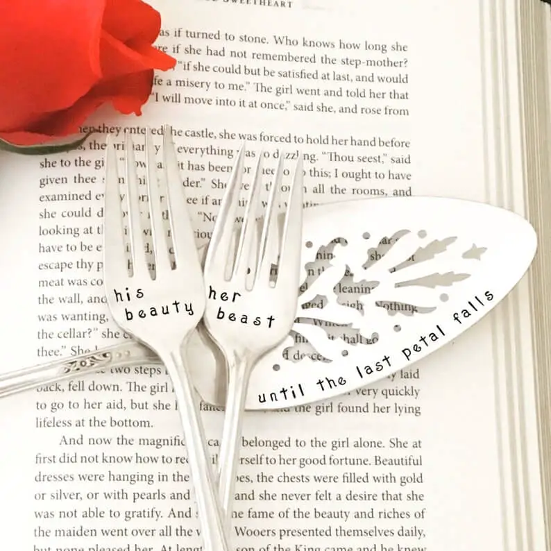 Beauty and the Beast Wedding Cake Server and Fork Set wedding gift