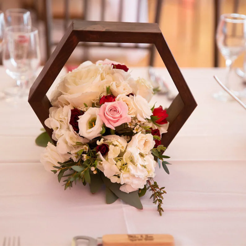Wood Hexagon Country Rustic Wedding Centerpieces on a Budget