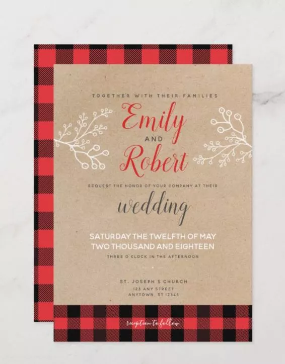 Rustic Christmas Wedding Invitations