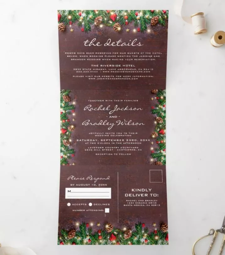 Rustic Christmas Wedding Invitations