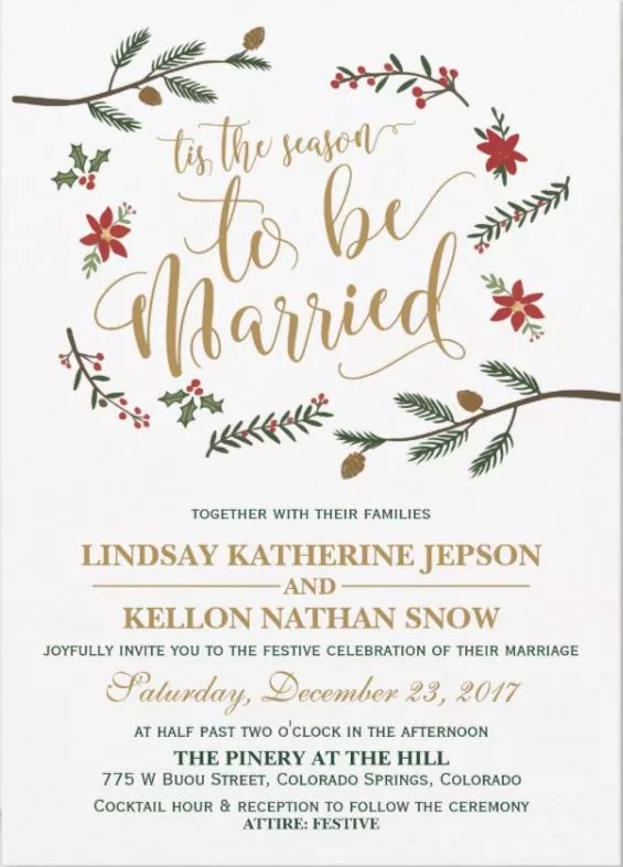 Rustic Christmas Wedding Invitations