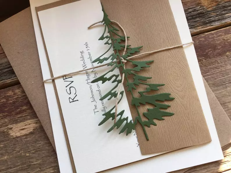 Pine Tree Simple Wedding Invite