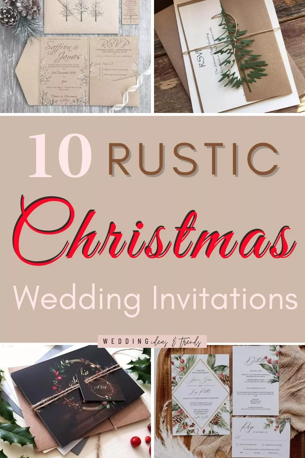 Rustic Christmas Wedding Invitations