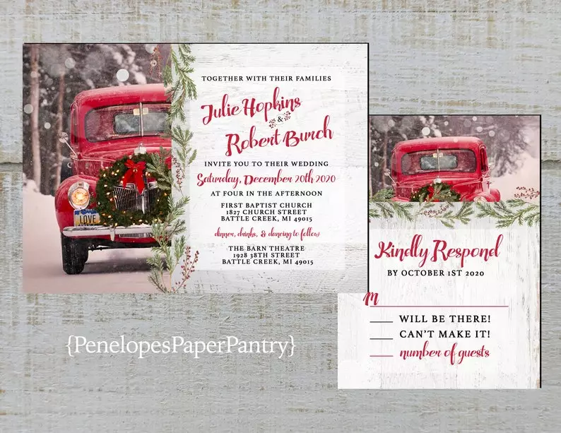 Vintage Red Truck Invitations