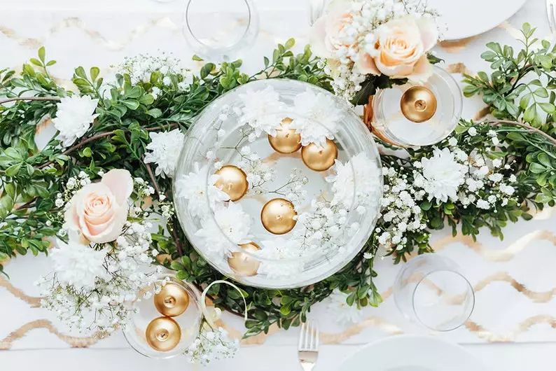 Floating Candles Gold Winter Wedding Table Decorations