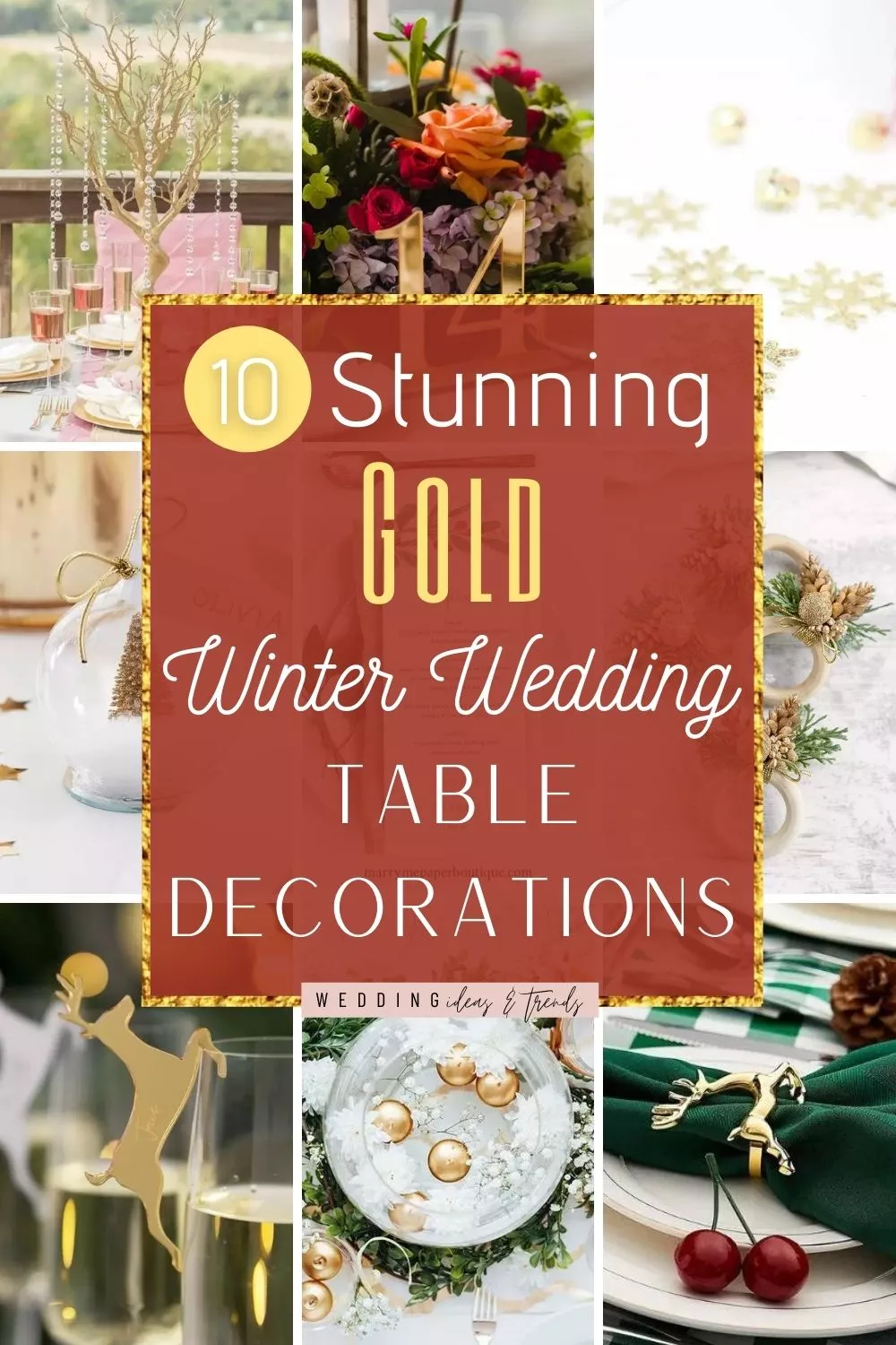 Gold Winter Wedding Table Decorations