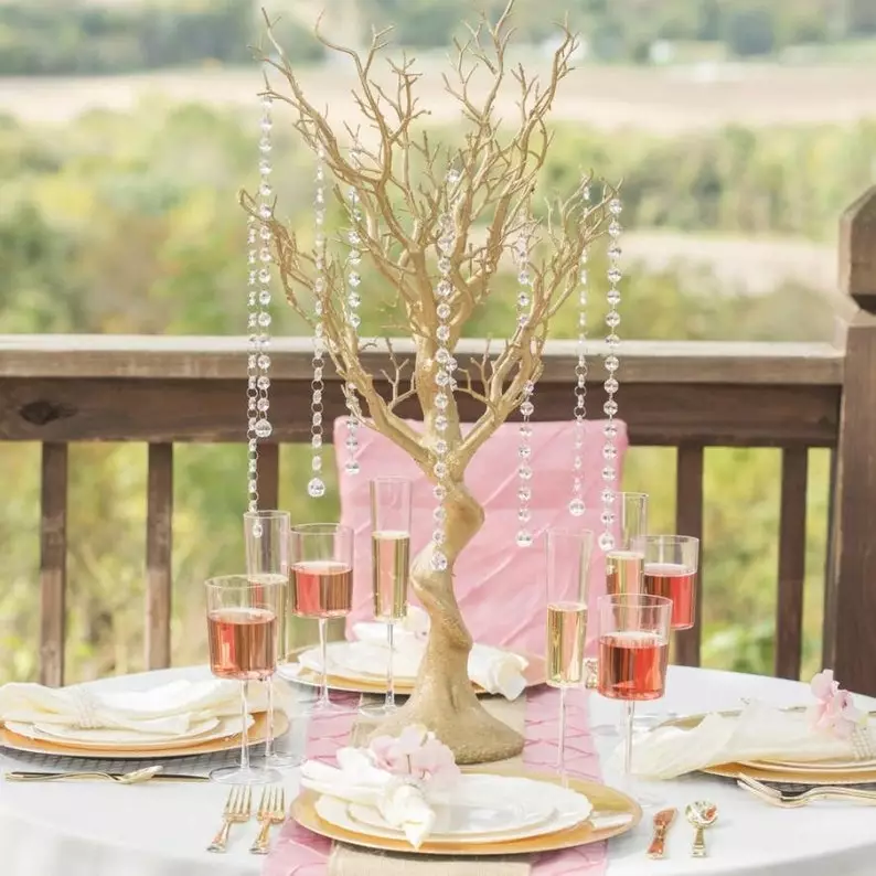 Manzanita Tree Centerpiece Gold Winter Wedding Table Decorations