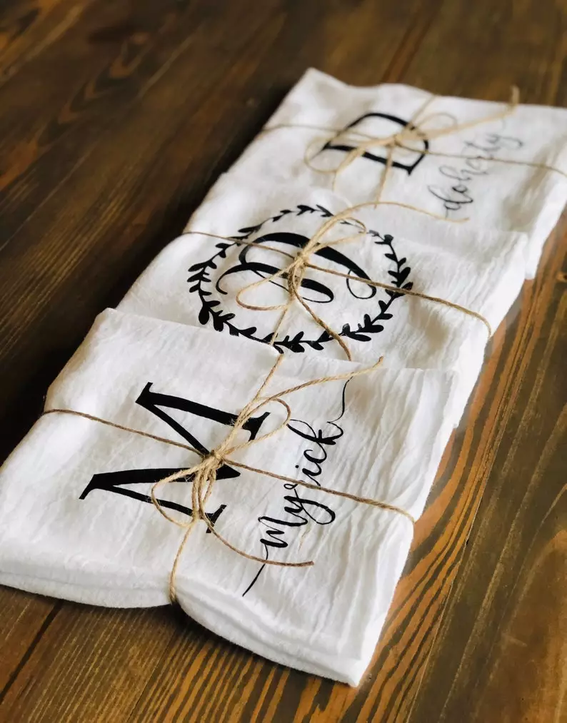 Personalized Tea Towels Luxury Wedding Favors for elegant wedding