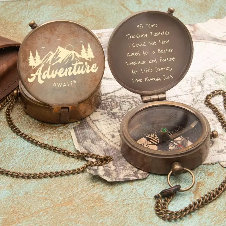 Handmade Personalized Compass Personalized Engagement Gifts for Groom From Bride
