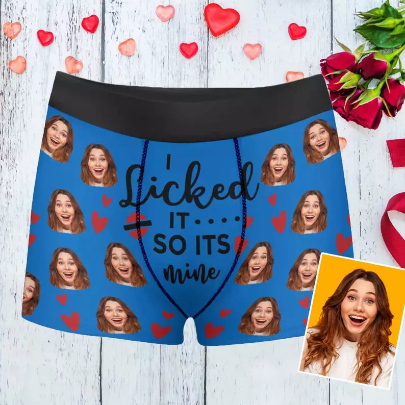 Funny Custom Photo Boxers Personalized Engagement Gifts for Groom From Bride