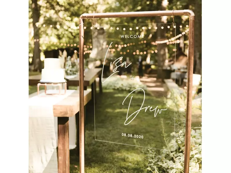 Vertical Clear Acrylic Wedding Welcome Signs