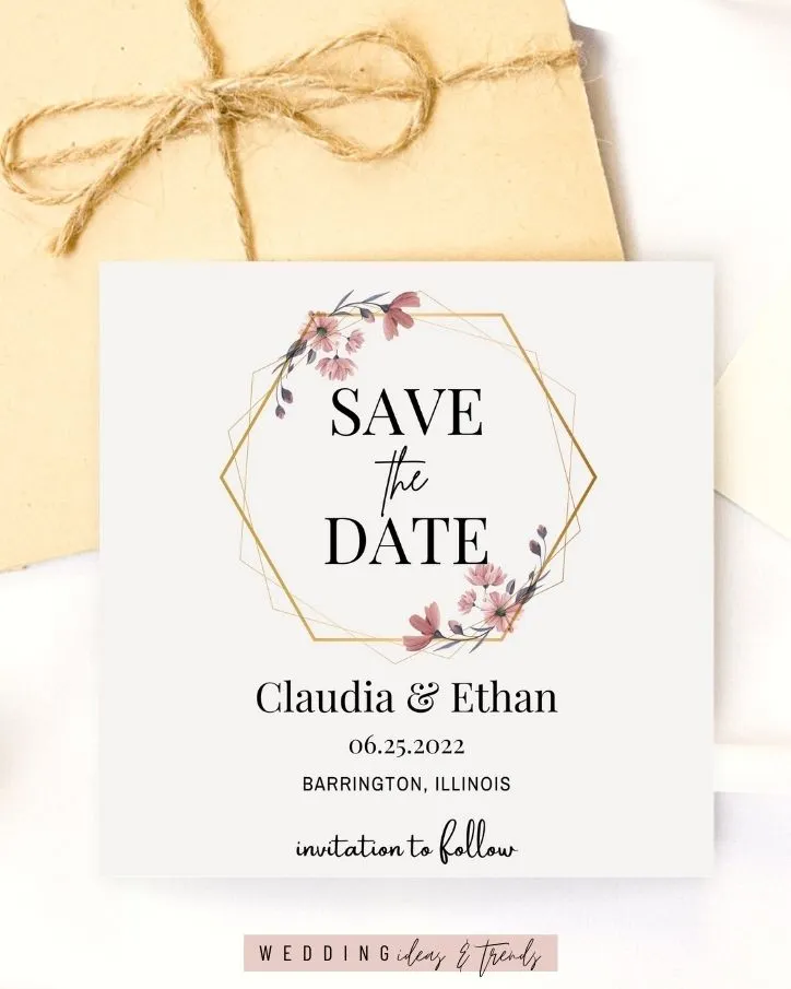 Elegant floral Save the Date Invitation Card 