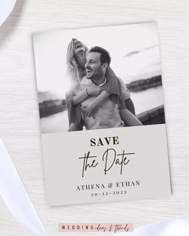 Minimalist Black & White Photo Save the Date - Free Wedding Save the Date Printable Templates