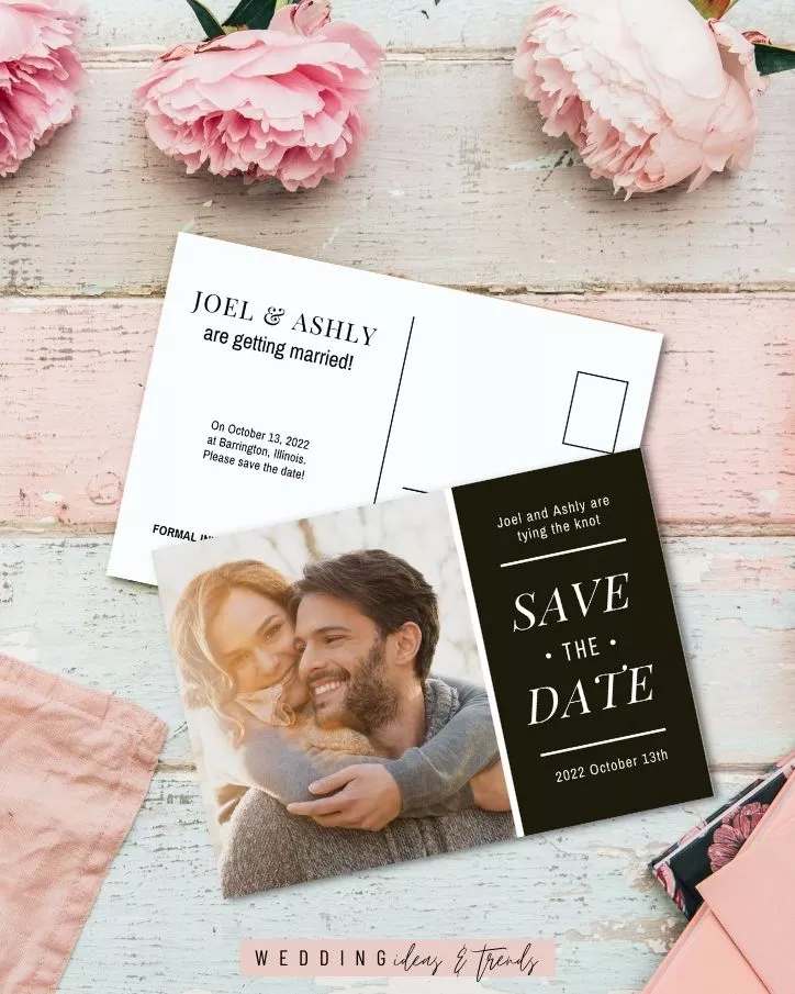 Simple Modern Save the Date Postcard - Free Wedding Save the Date Printable Templates