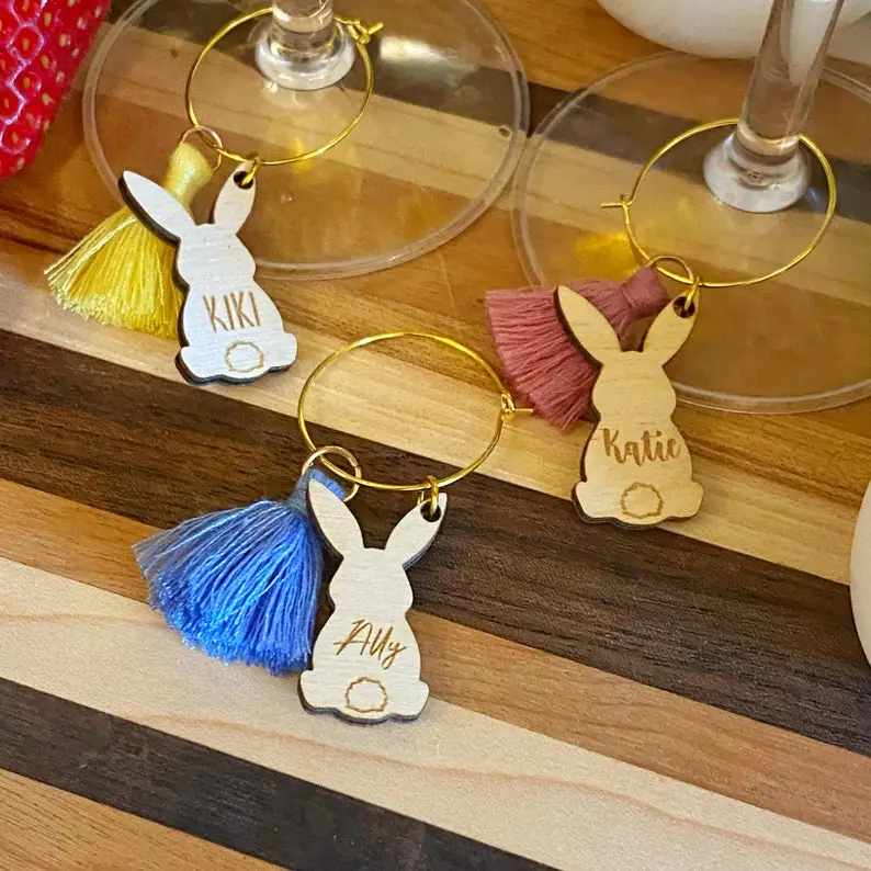 Easter Bunny Wine Glasses Charms - Easter Wedding Favors for Your Spring Wedding