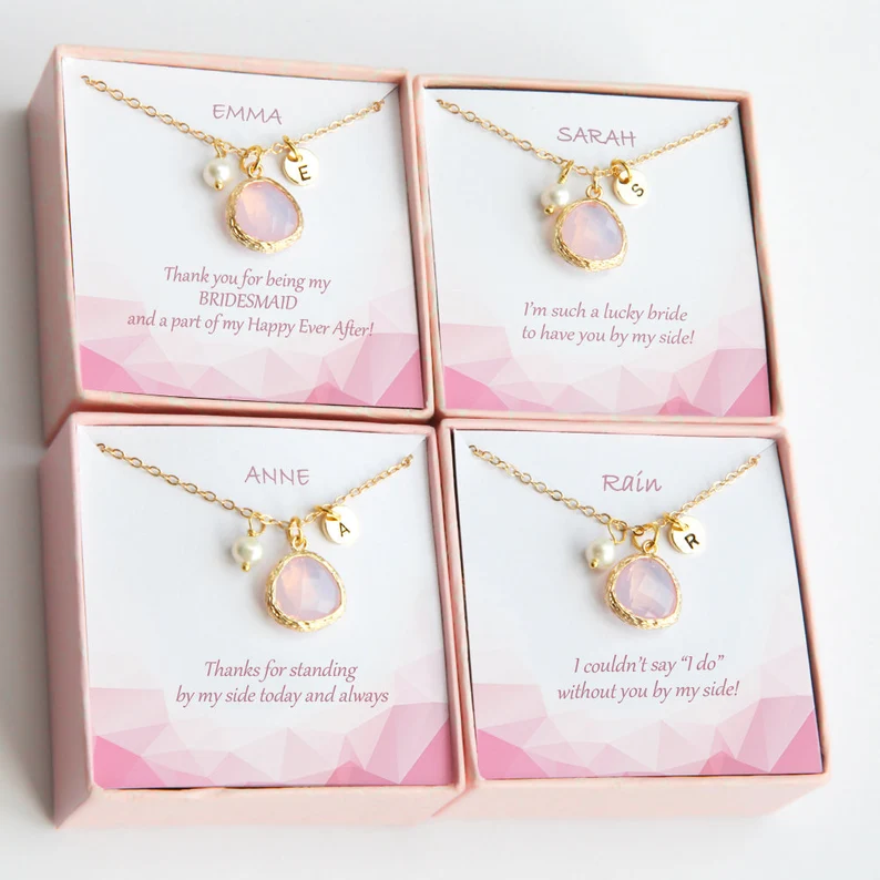 Will You Be My Bridesmaid birth stone bracelet with a card and gift box