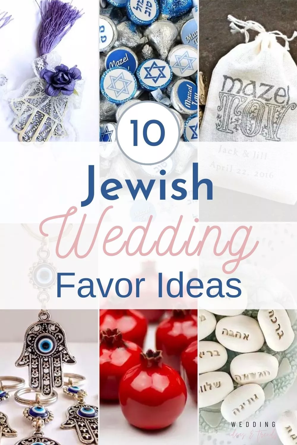 Say “mazel tov” to the best Jewish wedding favor ideas. From hamsa, Star of David and Hebrew words you'll be sure to find the perfect memento for your special day!