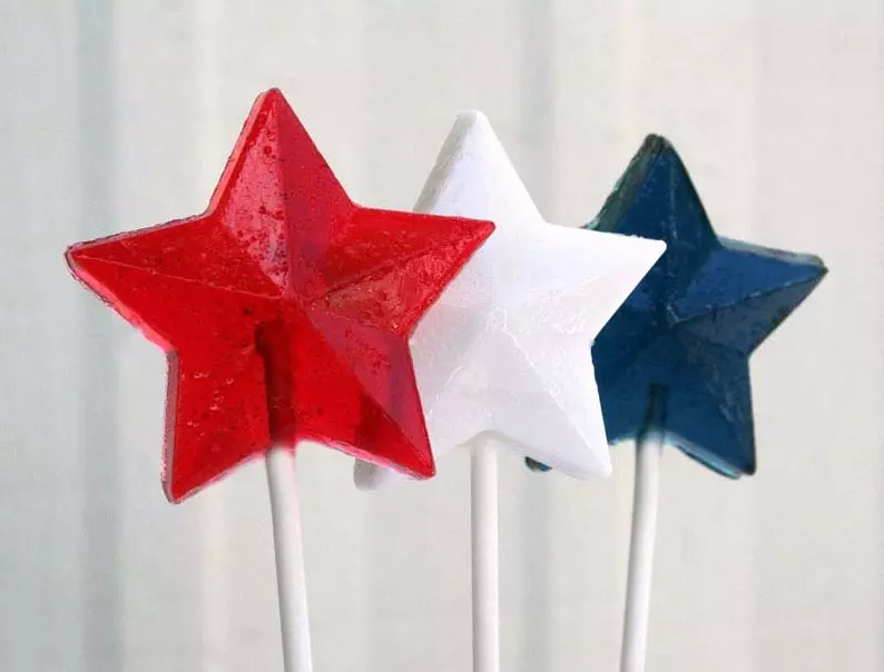 red white and blue patriotic star lollipops 4th of July Wedding Favors