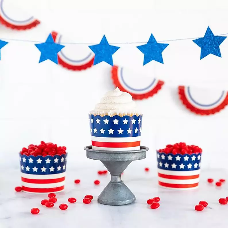 4th of July baking cups paper  Red White and Blue 4th of July Wedding Favors