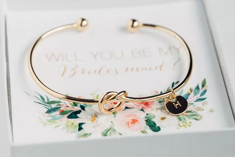 Will You Be My Bridesmaid personalized charm bracelet with box