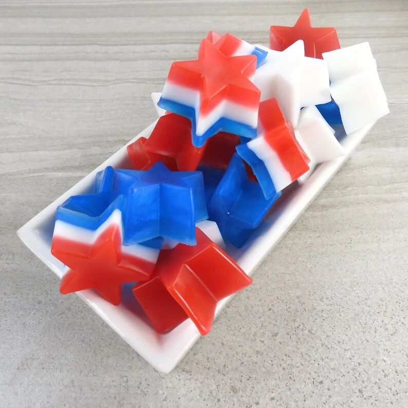  red white blue star soap Red White and Blue 4th of July Wedding Favors