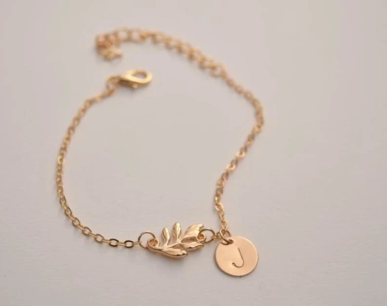  Will You Be My Bridesmaid letter charm leaf bracelet