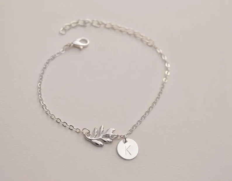 Will You Be My Bridesmaid letter charm leaf bracelet