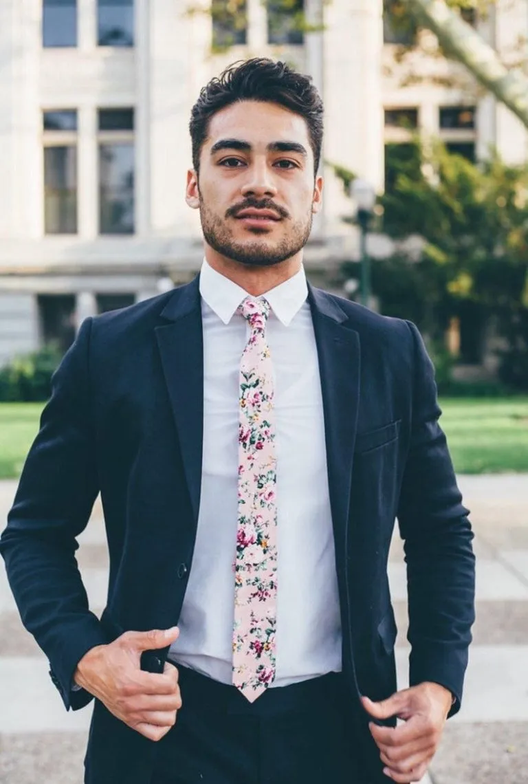 Romantic Spring Wedding Grooms Pink Tie