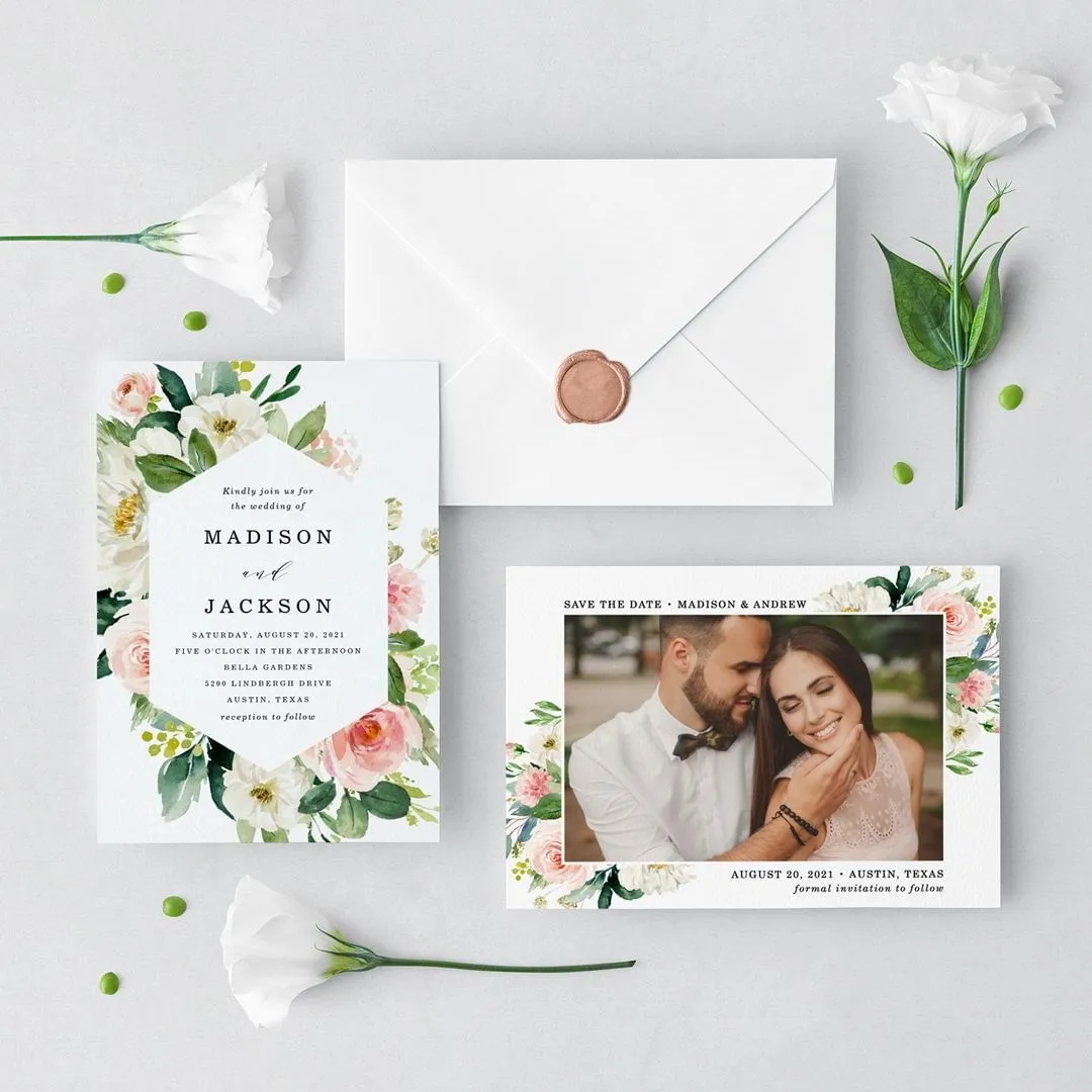 romantic pink spring wedding Invitation Suite