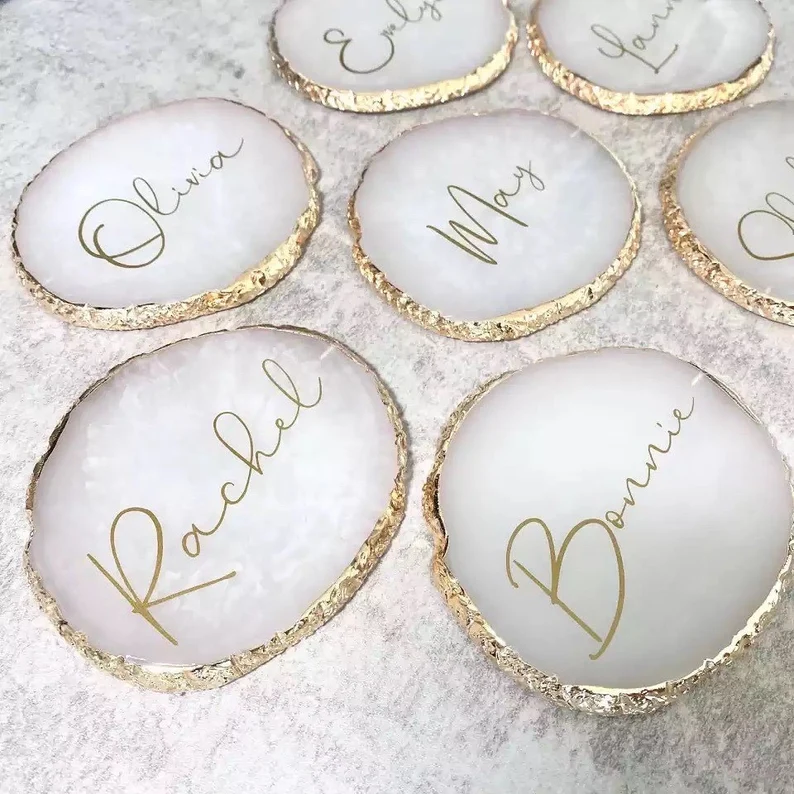 Personalised Resin Style Agate Coaster Luxury Wedding Favors For An Elegant Wedding